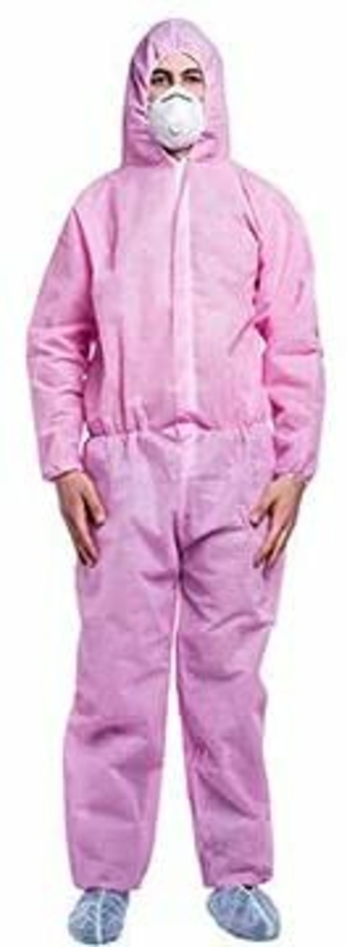 EZGOODZ Disposable SPP 45 gsm Pink Coveralls with Elastic Cuffs,