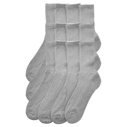 Adult Sport Crew Sock - Grey, 9-13