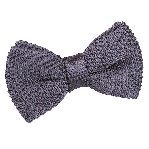Plain Knitted Pre-Tied Bow Tie - Boys - Charcoal