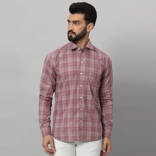 Elegant Men'S Mauve Shirt - Timeless Sophistication (Size-L)