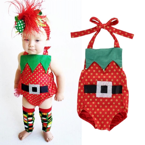 Super Cute Newborn Baby Girls Christmas Bodysuit