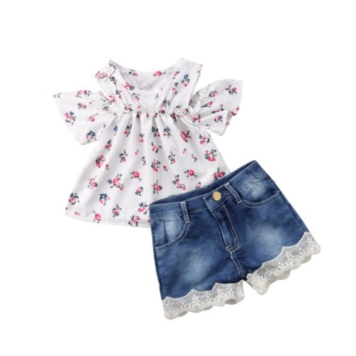 Toddler Kids Baby Girls Off Shoulder Flower