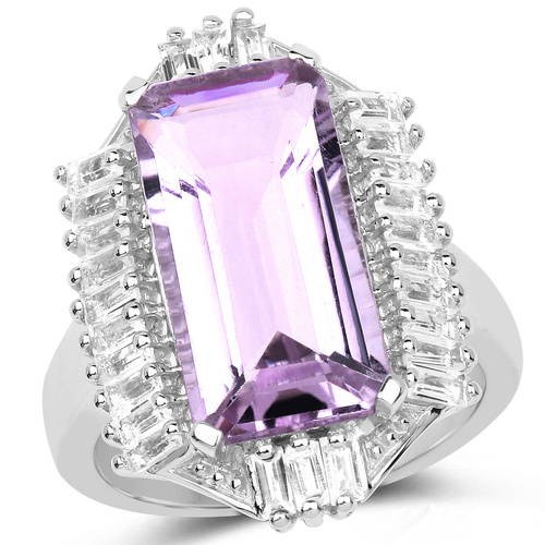 8.52 Carat Genuine Pink Amethyst & White Topaz .925 Sterling Silver
