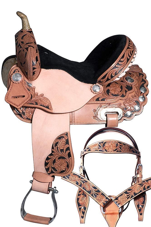 Premium Leather Western Barrel Racing Horse Saddle Size 17" Inch