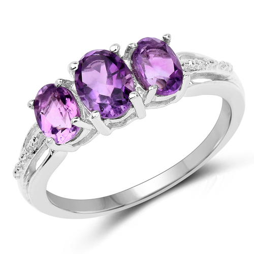 1.64 Carat Genuine Amethyst .925 Sterling Silver Ring