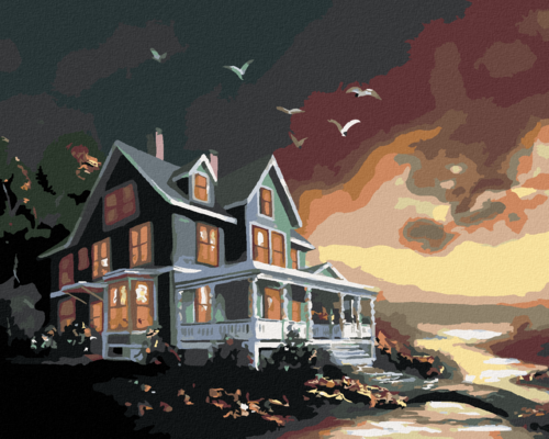 Zuty - Paint by Numbers - GREEN HOUSE AFTER DARK (D. RUSTY RUST),