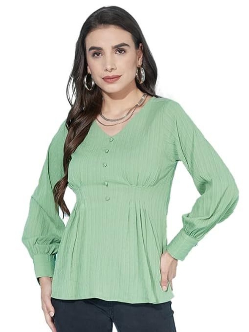 Women's Embroidery & printed Fit & Flare Top  (Size-L) (Color-SEA