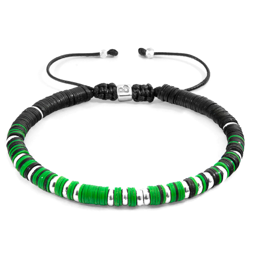 Green Kariba Silver and Vinyl Disc Macrame