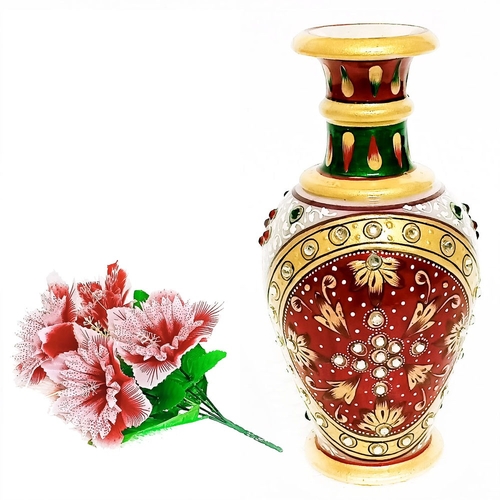 Marble Flower Pot Beautiful Gold Color Designer Showpiece Approx Size