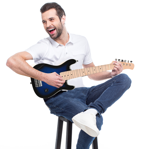 HOMCOM 30" Blue/Black Electric Guitar with Amp for Kids/Beginners 