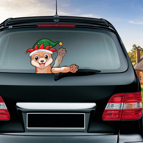 Shiba Inu Waving Wiper Decals PVC Car Styling Rear