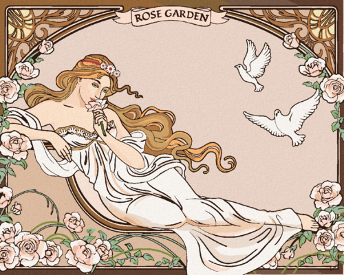 Paint by Numbers - REPRODUCTION WOMAN IN A ROSE GARDEN (ALFONS MUCHA)