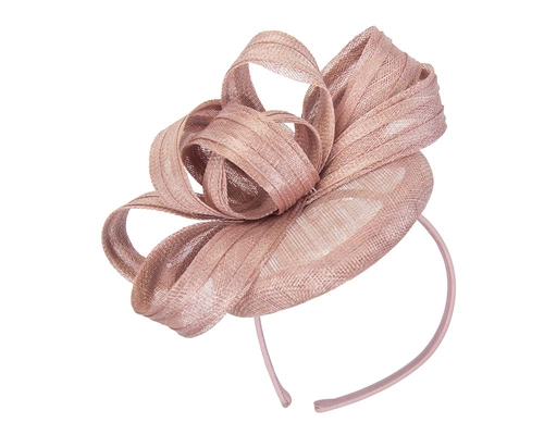 Dusty pink racing fascinator with loops