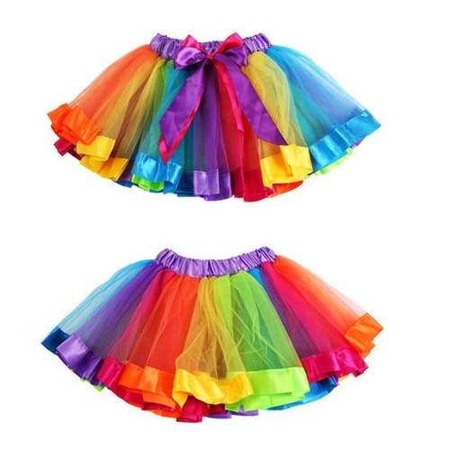 Girls Kids Petticoat Rainbow Pettiskirt