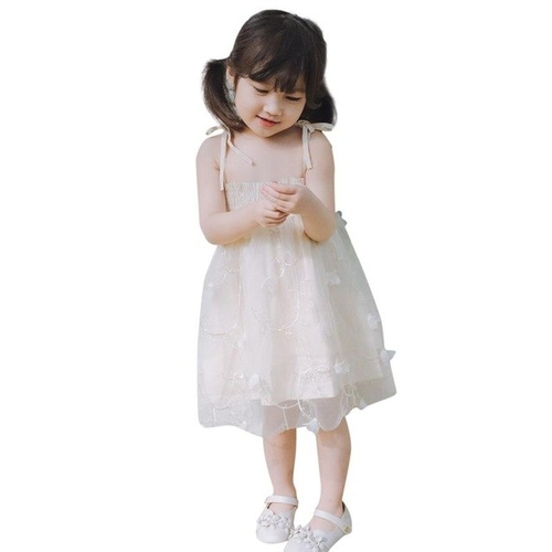 Embroidery Strap Backless Dress for baby girl