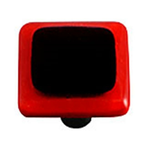 Hot Knobs HK5051-KA Brick Red Border with Black Square Glass Cabinet K