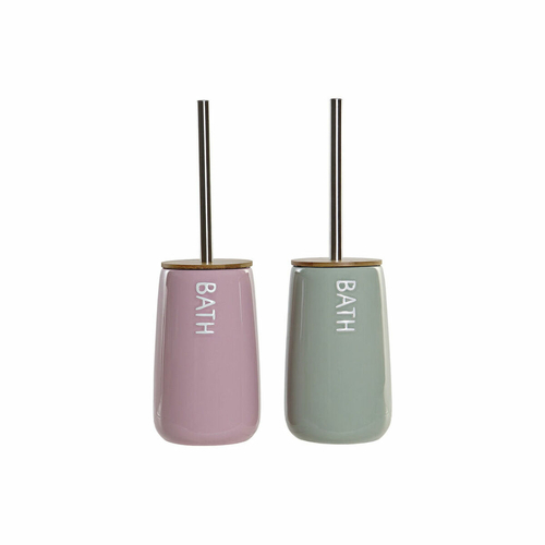 Toilet Brush DKD Home Decor 8424001811410 Green Pink Bamboo Dolomite