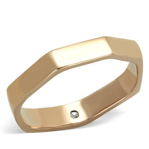 Women IP Rose Gold Stainless Steel Ring with Top Grade Crystal in Clea