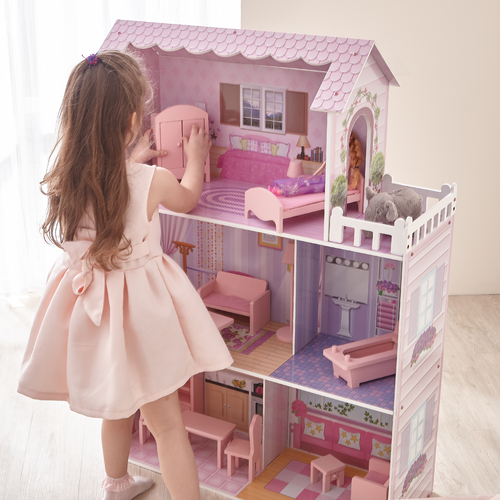 Olivia's Little World Wooden Dolls House & 13 Pcs