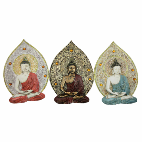 Wall Decoration DKD Home Decor Blue Red Golden Buddha Oriental 19,3 x