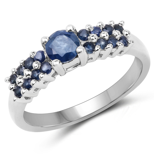 1.21 Carat Genuine Blue Sapphire .925 Sterling Silver Ring