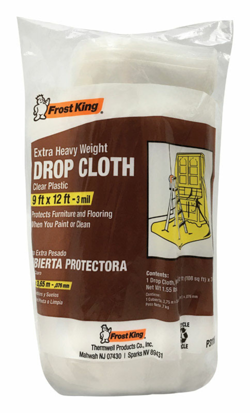 Frost King 1868009 Medium Weight Grade Plastic Drop Cloth, Clear -