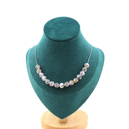 Dragon vein Agate 15 beads 8 mm necklace.