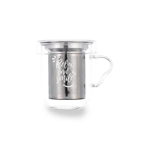 Piece Coffee Cup Set Quid Serenia Transparent Glass Stainless steel
