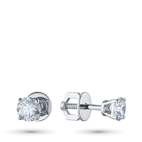 14K White Gold Earring Studs with 0 Round-Cut Diamond 0.84 CT.TW