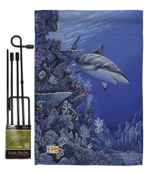 Breeze Decor BD-SM-GS-107050-IP-BO-D-US16-AL 13 x 18.5 in. Shark Reef 