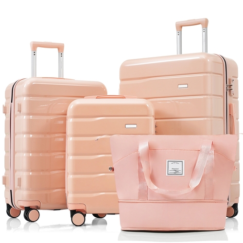Luggage Sets 4 Piece, ABS Durable Suitcase with Travel Bag, ABS Hard