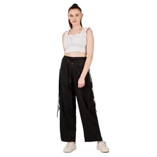 Women’s Black Stylish Trousers (Size-M) (Color-BLACK)