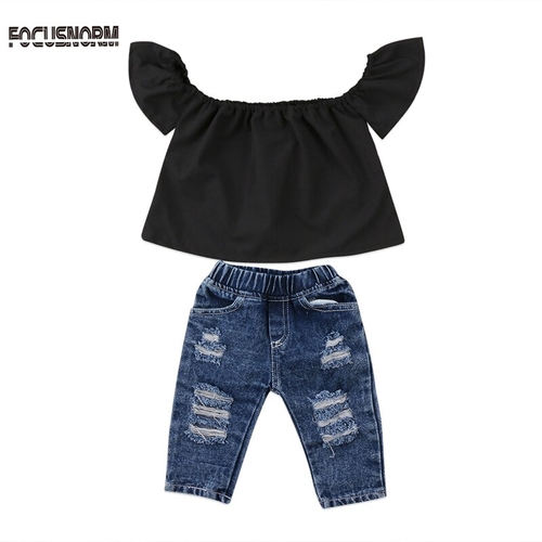 Toddler Baby Girls 2PCS Set Short Sleeve Off