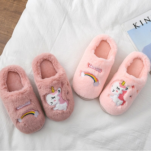 kids Cotton Slippers Autumn Winter Cartoon Unicorn