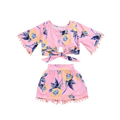 2PCS Toddler Kids Baby Girls Tassel Blouse Shirt