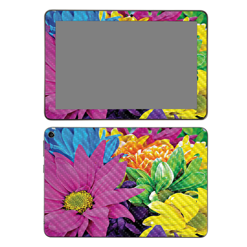 MightySkins CF-AMFIHD82-Colorful Flowers Carbon Fiber Skin for Amazon 