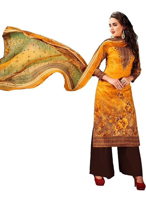 Generic Women's Cotton Salwar Material (Orange,