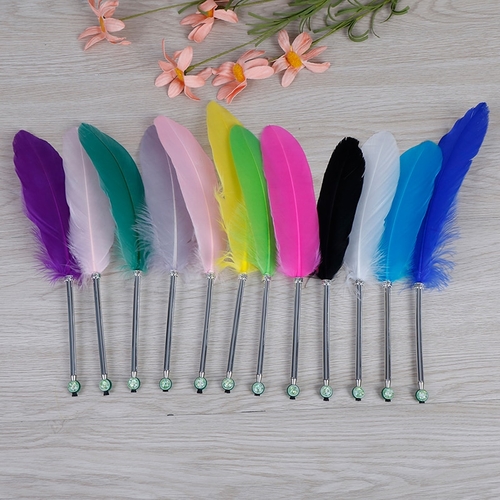 12 Colors Colorful Elegant Feather Ballpoint Pen