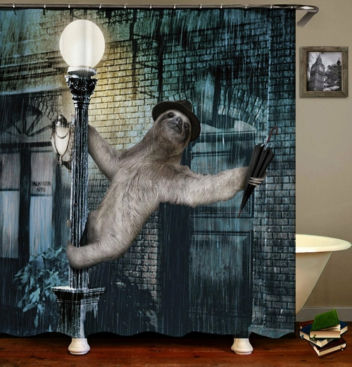 Sloth Singing In The Rain Shower Curtain