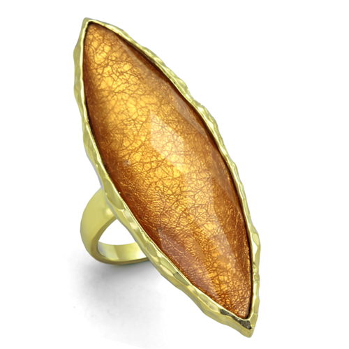 Women IP Gold Stainless Steel Ring with Synthetic in Orange - Size 7