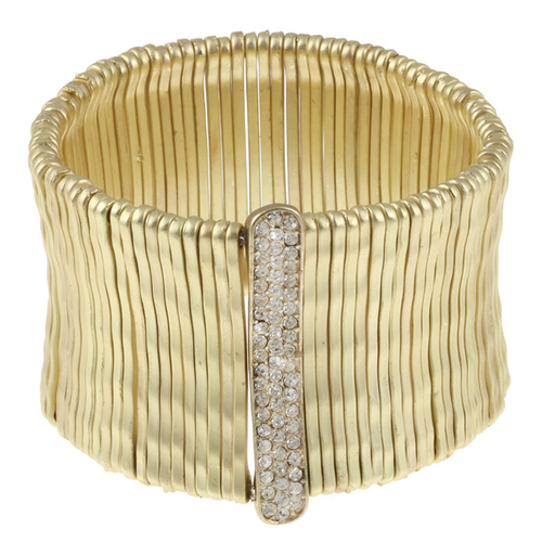 Celeste 622b-0070G Celeste Gold Satin Bamboo Bar Pave-Set Crystal Stre