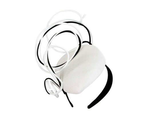 Designers white & black pillbox fascinator