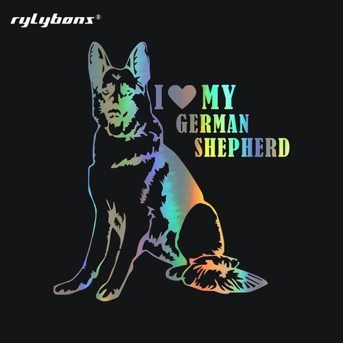 Rylybons 1PCS car sticker I love German Shepherd