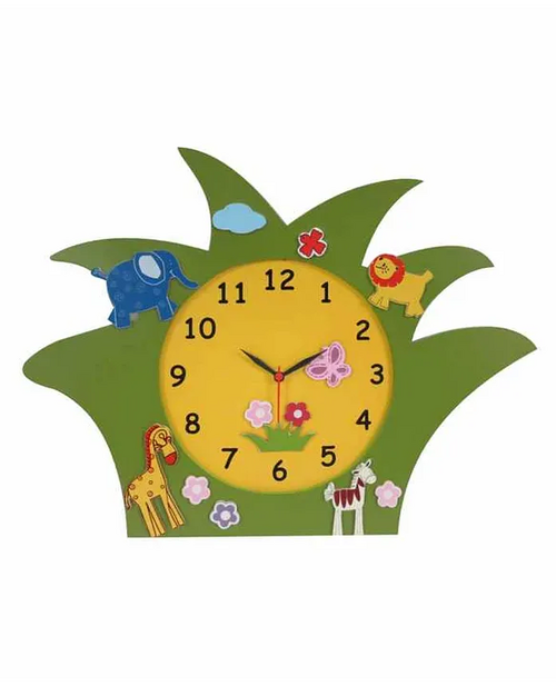 Battery Operated Silent Movement Jungle Safari Clock - Green