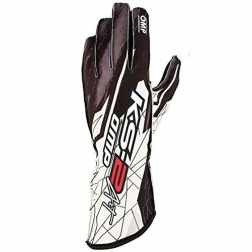 Karting Gloves OMP White Black/White M