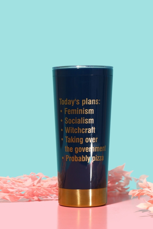 Today's Plans: Feminism, Socialism, Witchcraft, Pizza Travel Mug in