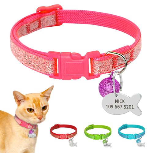 Main Gorgeous Cat Collar and Tag Set Personalized Cats image
