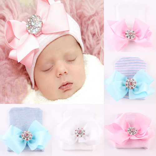 Newborn Babies Butterfly Knot knitted Warm Hats