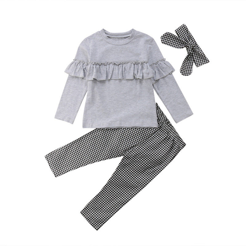 Fashion Toddler Kids Baby Girls Solid Ruffles