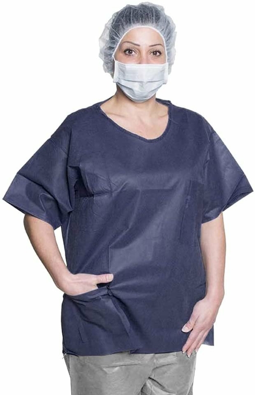 Disposable Scrub Wear. Case of 50 Polypropylene Shirts. XX-Large size.